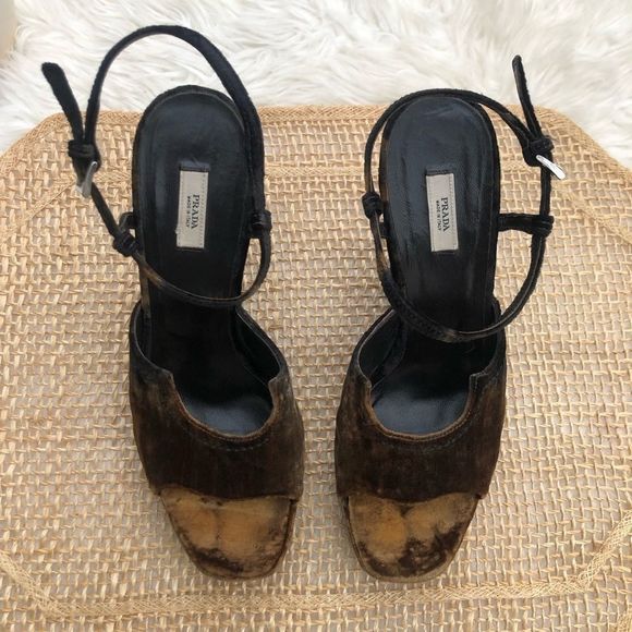 Prada Velvet Wedge Sandals - Picture 8 of 15
